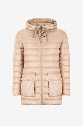 Moncler Gesteppte Midlänge-Daunenjacke mit Kapuze Jasmin