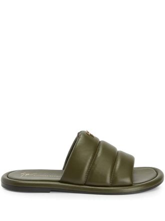 Giuseppe Zanotti Harmande padded slides - men - Rubber/Leather/Leather - 40 - Green