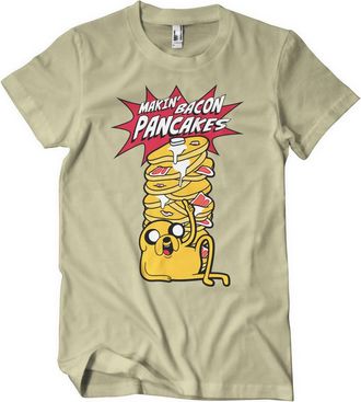 Adventure Time Officially Licensed Makin Bacon Pancakes Mens T-Shirt (Khaki), Medium