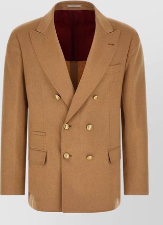 Brunello Cucinelli camel double-breasted blazer