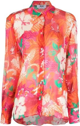 Msgm Bloemenprint Blouse - Dames - Overhemden - Veelkleurig - L - Overhemden