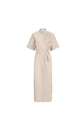 Brunello Cucinelli Dress with dazzling seabed embroidery in Beige Silk at Nordstrom, Size 3X-Large Eu