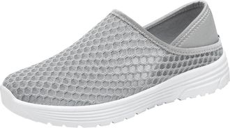 Generic Spring New Casual Shoes Border Hot Plus One Foot On Mesh Shoes Moms Shoes Womens Slipper Socks with Grippers (Grey, 5.5)