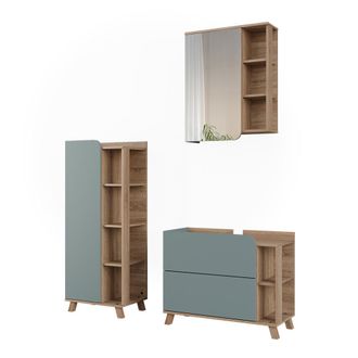 Vicco Conjunto De Muebles De Ba&ntilde;o De 3 Piezas Karen, Azul/sonoma, 3 Partes, Vicco