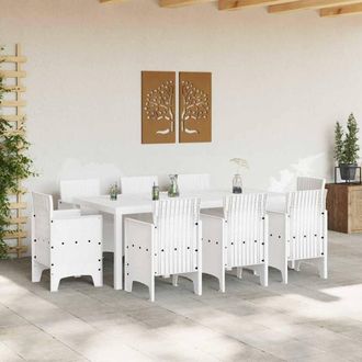 Berkfield Home White 9 Piece Garden Dining Set White Poly Rattan