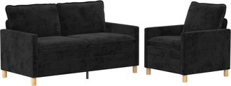 vidaXL Juego De Sof&aacute; 2 Uds. Negro Poli&eacute;ster Vidaxl