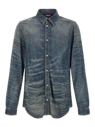 Diesel Blue D-Synar-Fsj4 Cotton Shirt