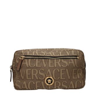 Versace Beige Fabric Mens Backpack
