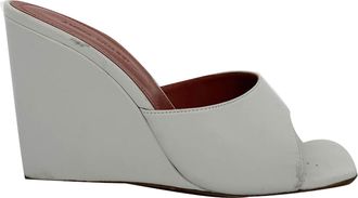 Amina Muaddi Lupita Wedge in White Nappa Leather