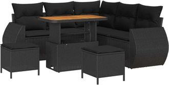 vidaXL Garden Sofa Set with Cushion 8 pcs Black Poly Rattan vidaXL