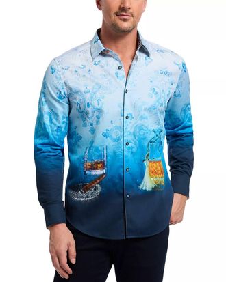 Robert Graham Garrick Club Long Sleeve Woven Shirt In Turquoise