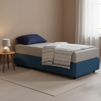 Talamo Italia Talamo Italia - Cama Individual Sophia, Cama Contenedor Con Revestimiento De Tela, 100% Made In Italy, Apertura Frontal, Con Colch&oacute;n Cm 90x190 Incluid