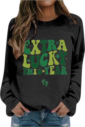 Generic St. Patricks Day Fairisle Womens Jumpers Sweaters for Women UK Soft Lightweight Nordic Tunic Tops Crewneck Sweater Autumn Winter Warm Pullover Irish S