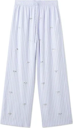 Mango Crystal Embellished Stripe Drawstring Pants in Sky Blue at Nordstrom, Size X-Small