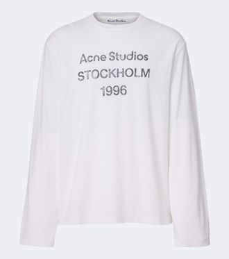 Acne Studios Camiseta de jersey en mezcla de algod&oacute;n con logo