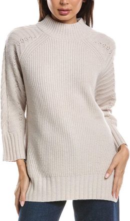 Fort&eacute; Cashmere Luxe Cable Mock Neck Cashmere Sweater