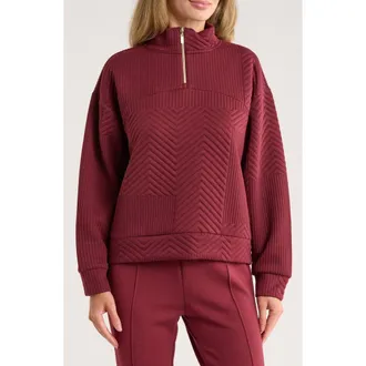 Nanette Lepore Play Quilted Quarter Zip Pullover in Zinfandel at Nordstrom Rack, Size X-Large