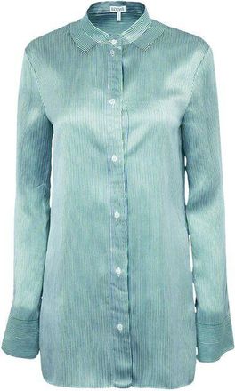 Loewe Blue Silk Pattern Womens Shirt
