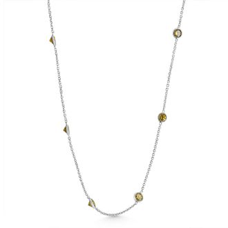 Pompeii3 1 1/2Ct Yellow Diamond By The Yard Station Necklace 14K White Gold Lab Grown