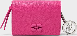 Ganni Womens Pink signature bi-fold card holder