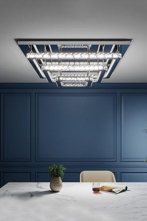 Living and Home Square Glamorous Crystal LED Ceiling Light