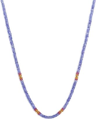 Jewelmak 14K Tanzanite, Pink Tourmaline Necklace