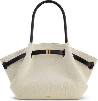 JW PEI Medium Hana Faux Leather Tote in Black/Canvas at Nordstrom