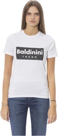 Baldinini Trendy T-shirt met voorprint - Dames - T-shirts - Wit - L - Tops