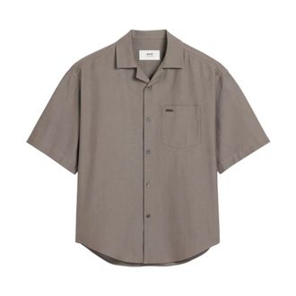 Ami Ash Grey Button-Up Shirt - male - Ami Paris - Short Sleeve Shirts - Gray - S - Shirts