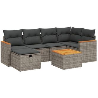 vidaXL Vidaxl - Set Divani da Giardino 7 pz con Cuscini Grigio in Polyrattan