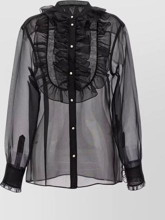Dolce & Gabbana sheer fabric ruffle plastron shirt