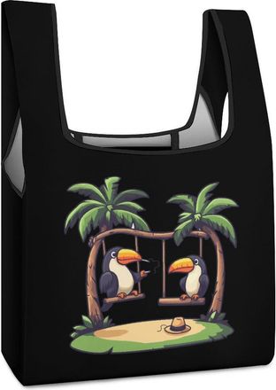 Generic Toucan Tropical Shopping Bag Reusable Grocery Tote Bag Foldable Handbag for Travel Picnic