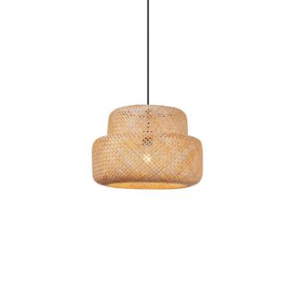 QAZQA Qazqa Japandi L&aacute;mpara Colgante Japandi Negra Con Bamb&uacute; - Kea Bamb&uacute; Redonda /alargada Adecuado Para Led Max. 1 X 15 Watt