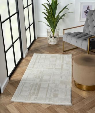 My Flair Teppich »My Favorite« rechteckig 10 mm Höhe Kurzflor, Retro-Style, mit Fransen, besonders weich