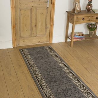 Runrug Hallway Carpet Runner Rug - Soft & Comfy, 9mm - Tribal in Grey | Size: 60 cm x 420 cm