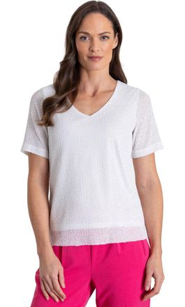 Klass Sequinned Short Sleeve Top - Ivory - S