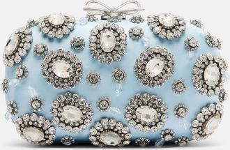Self Portrait Clutch de sat&eacute;n con cristales