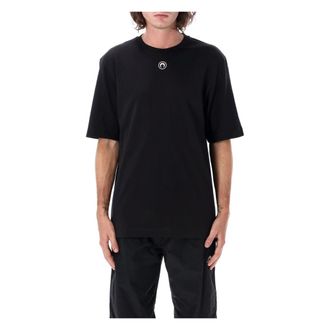 Marine Serre T-Shirts, male, Black, Size: XL Cotton T-Shirt Moon Logo