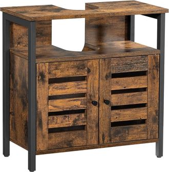 Vasagle Mueble de lavabo de 60 x 30 x 60 cm de color marr&oacute;n r&uacute;stico y negro