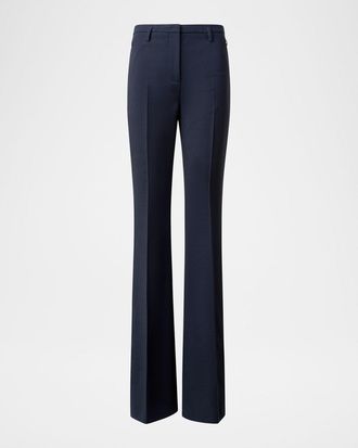 Akris Farrah Boot-Cut Mid-Rise Wool Pants
