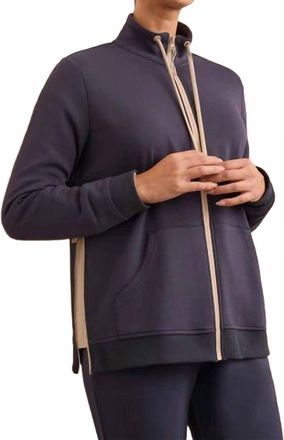 Tribal Zip Up Mock Neck Sweatshirt In Blue
