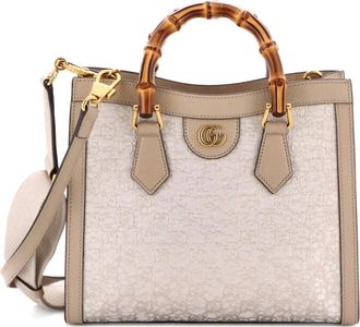 Gucci Diana NM Nishijin kleine leren en zijden shopper met bamboe handgreep - Beige