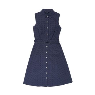 Brooks Brothers Klassieke Katoenen Shirtjurk - Dames - Shirt Kleedjes - Blauw - 2XS - Katoen - Kleedjes