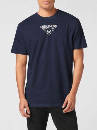 Philipp Plein T-shirt in jersey di cotone con logo frontale ricamato a contrasto