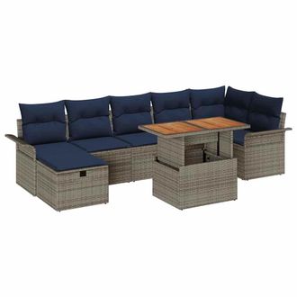 vidaXL Conjunto De Sof&aacute;s De Jard&iacute;n 8 Pcs Gris Rat&aacute;n Sint&eacute;tico Vidaxl