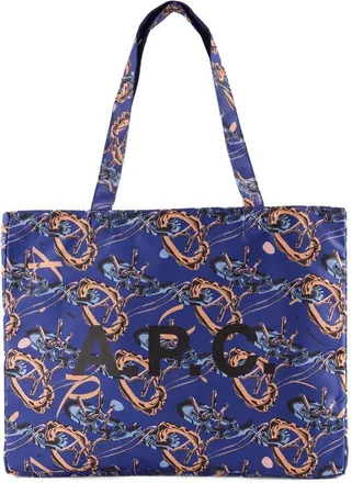 A.P.C. Mens Reversible Jacquard Tote Blue Synthetic