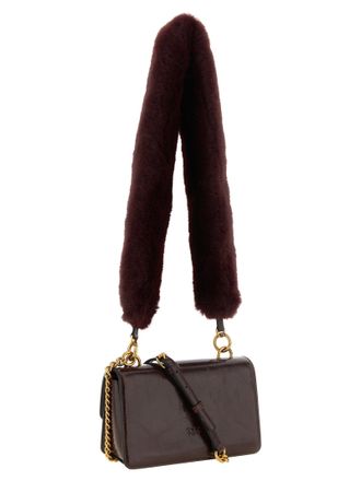 Pinko Love One Calfskin Leather Shoulder Bag - Burgundy