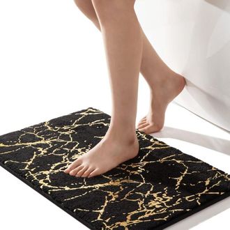 OEM Alfombrilla De Ba&ntilde;o Negra Antideslizante Y Lavable. Accesorio Decorativo De Lujo Para El Ba&ntilde;o. Fabricada En Microfibra Suave Y Absorbente. 40 X 60 Cm