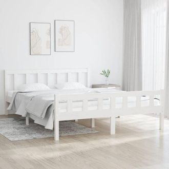 vidaXL Giroletto Bianco in Legno Massello 150x200 cm King Size - Vidaxl