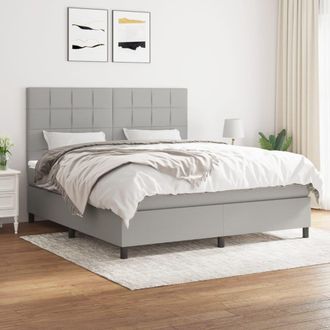 vidaXL Vidaxl - Cama Box Spring Con Colch&oacute;n Tela Gris Claro 180x200 Cm